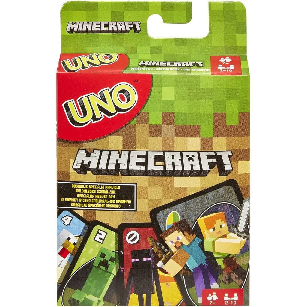 Jogo de Cartas UNO Minecraft da Mattel Games para Crianças, Adultos, Famílias e Festas, Baralho e Regras Especiais Inspi