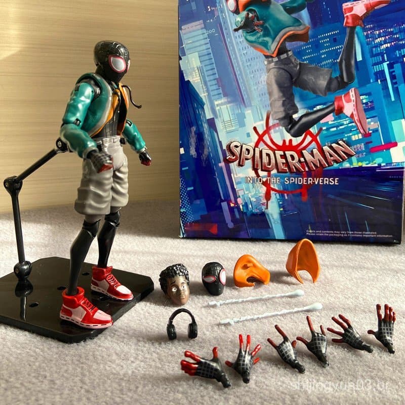Figura de Ação SHFiguarts Marvel Homem-Aranha Miles Morales, Brinquedo de PVC para Meninos, Presente 030Q