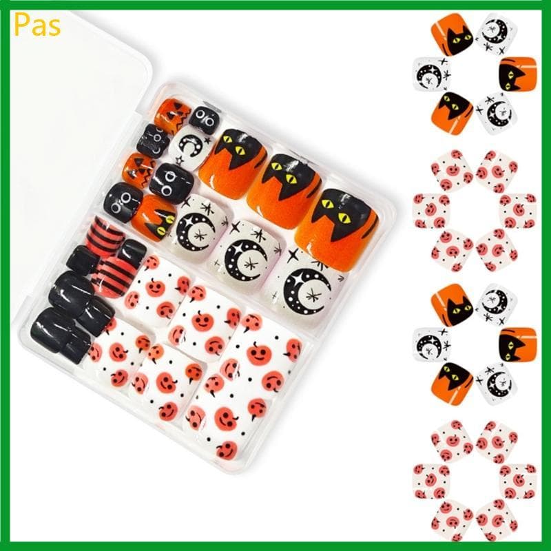 48 Adesivos Unhas Abóbora Lua Gatos Design Falsas Para Outono Inverno E Fácil