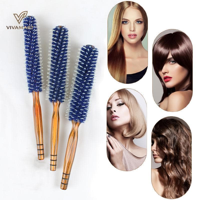 Vivamart Madeira Antiestática Natural Cerdas De Javali Cabelo Escova Redonda Cabeleireiro Ferramenta Estilo Provocando P