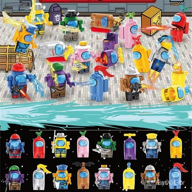 Conjunto de 16 peças compatível com blocos de construção LEGO Space, conjunto completo de 16 figuras do jogo AMONG US, b