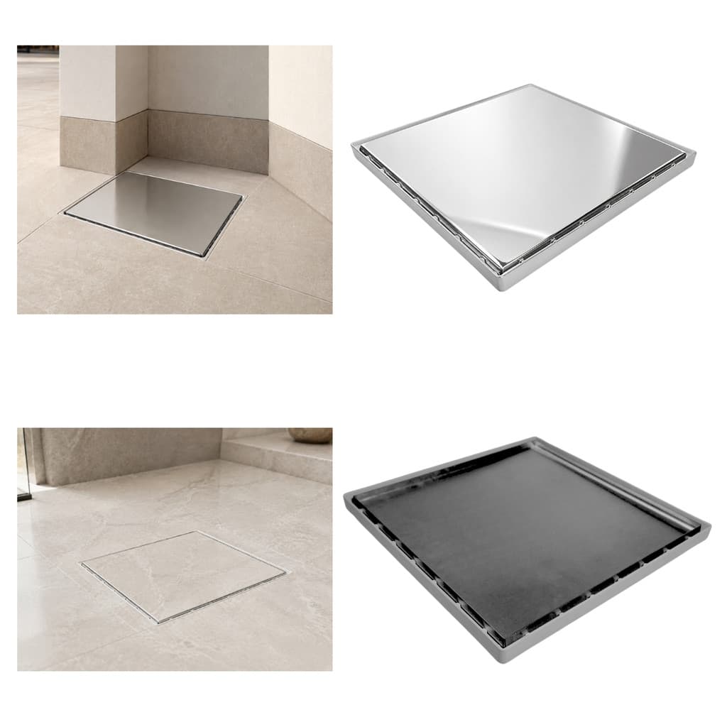 Ralo Oculto Inox 30x30 com Coletor Cinza Saídas 75mm 100mm e 150mm com Tela