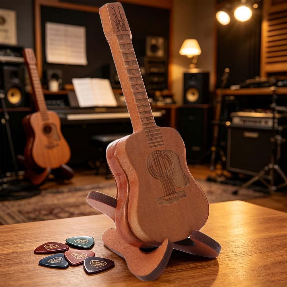 Caixa De Palheta De Guitarra , Acessório Tamanho Portátil , Armazenamento De Palhetas Suporte Em Formato