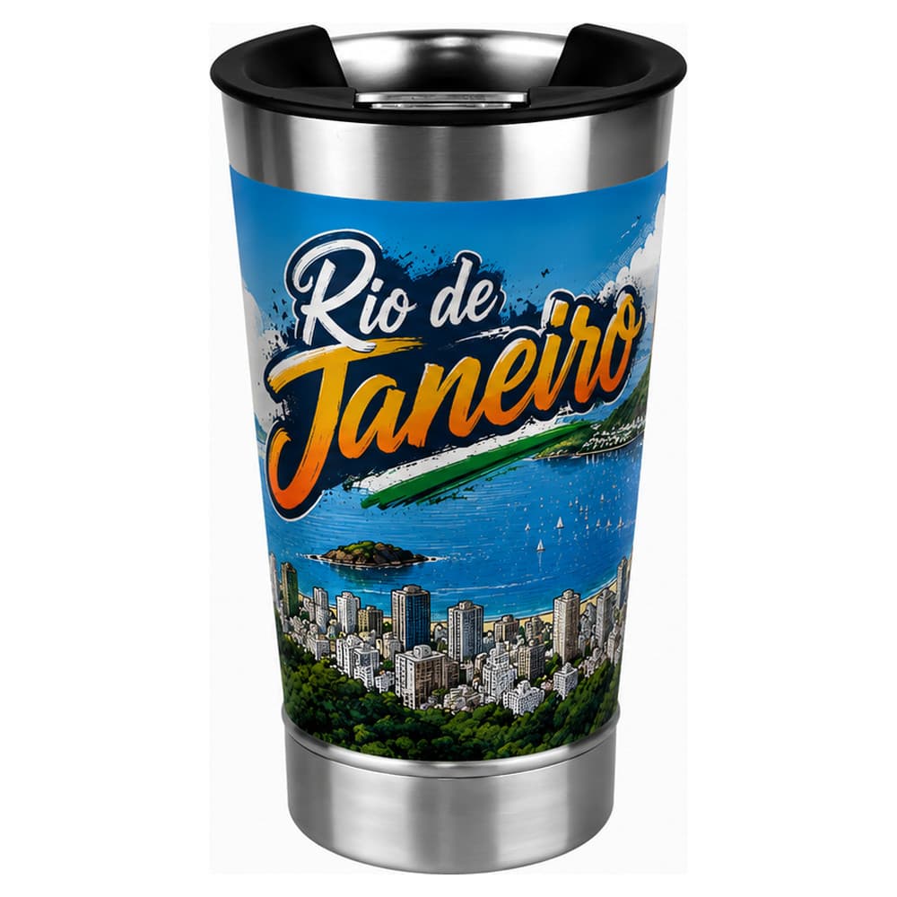 Copo Térmico Cultura 473ml Inox c/ Tampa - Cristo Redentor.