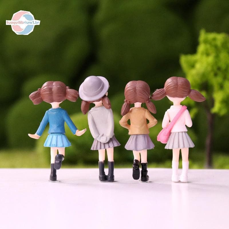 tue 4 Peças Estatuetas De Meninas De Desenho Animado Em Miniatura Enfeites De Jardim De Fadas Micro Paisagem Artesanato