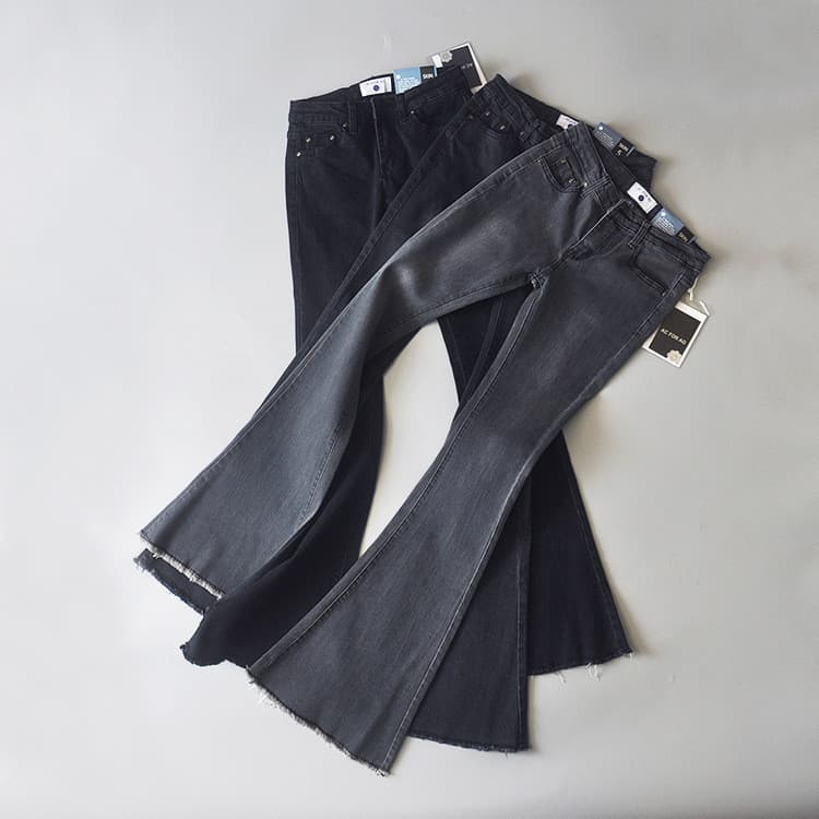 Ins calças largas desgastadas femininas outono novo estilo estilo rua Jeans elásticos de cintura baixa