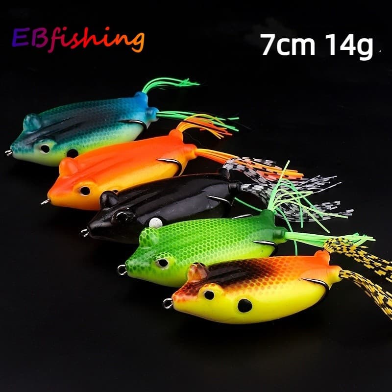 Fundição 7.5cm 14g Pesca Soft Frog Isca Macia Com Gancho DoubleTrough