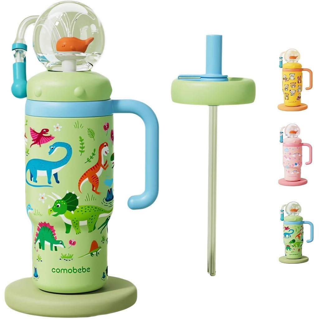 Copo Térmico de Aço Inoxidável com Formato de Baleia e Alça, Copo para Beber com Jato de Água em Forma de Baleia, Garraf