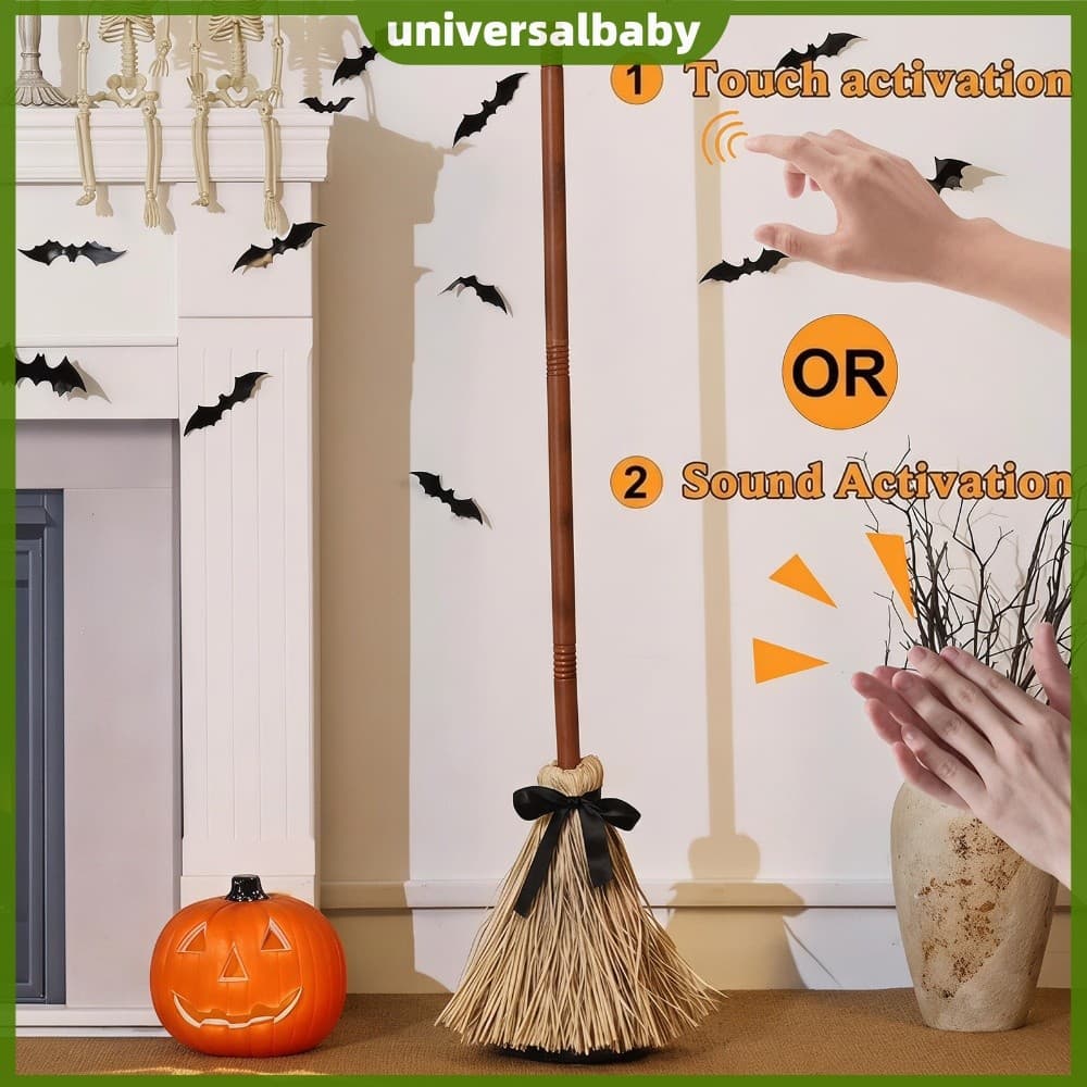 Vassoura De Bruxa Com Movimento Automático Suporte Elétrico De Halloween [universalbaby.br]