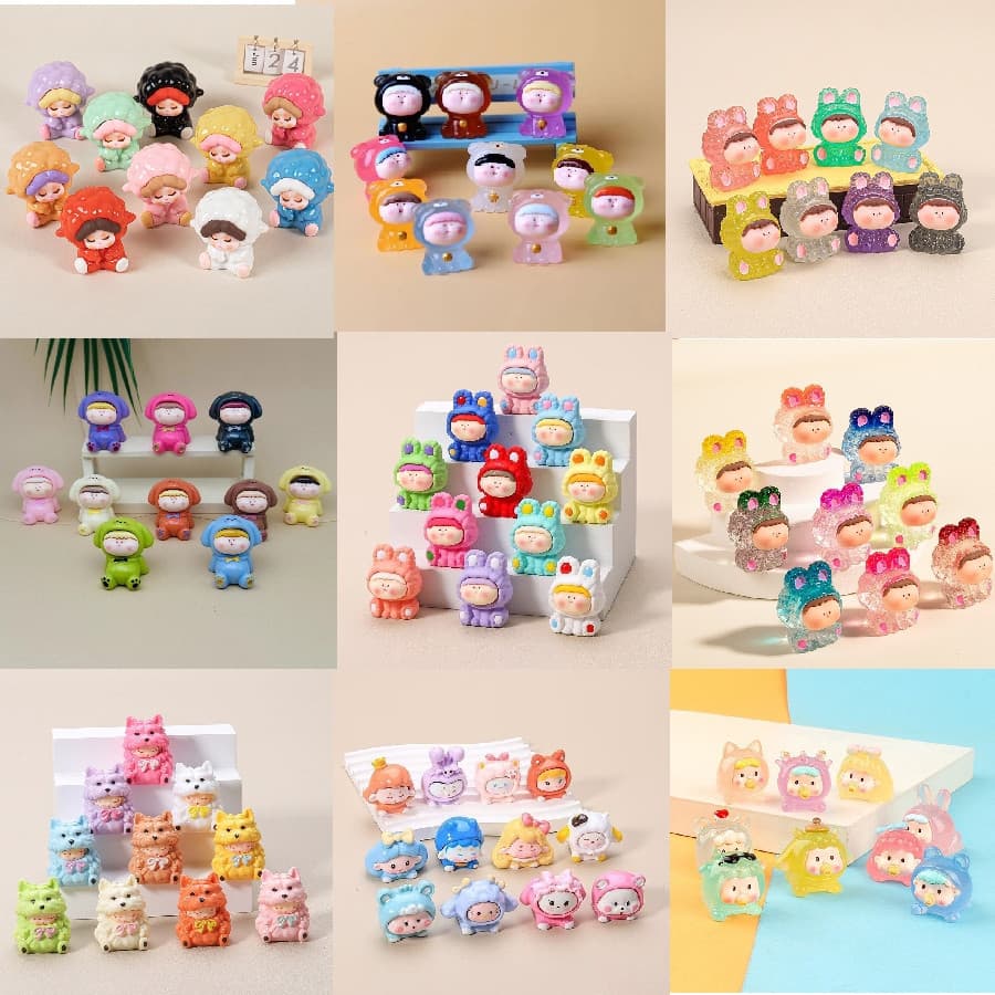 6 Pçs Multicoloridas Boneca Dos Desenhos Animados Miniaturas Ornamentos De Resina Decoração Do Jardim De Fadas Micro Pai
