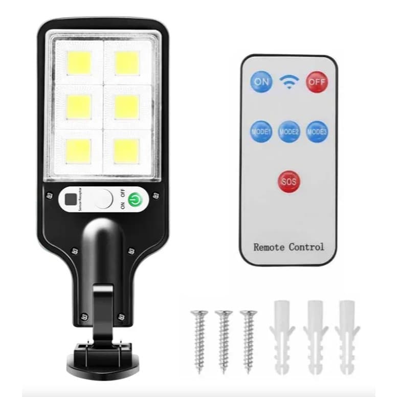 Luminária Solar Parede LED Sensor Movimento Externa 3 Modos Controle Remoto