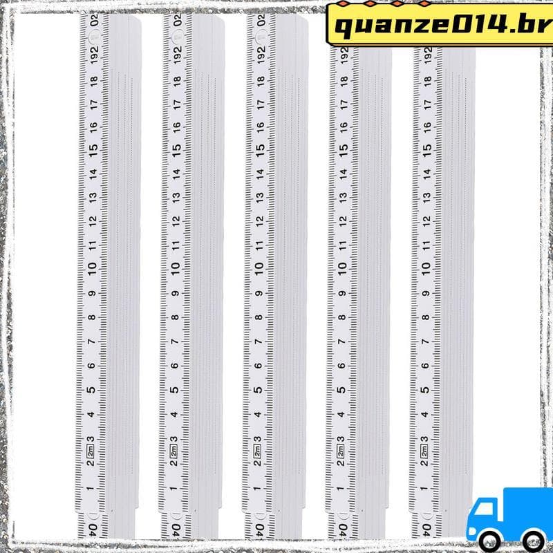 Régua Dobrável Branca Para Carpinteiros , 5 Peças , Medidor De Plástico , 2 Metros , 10 Links , Compacto