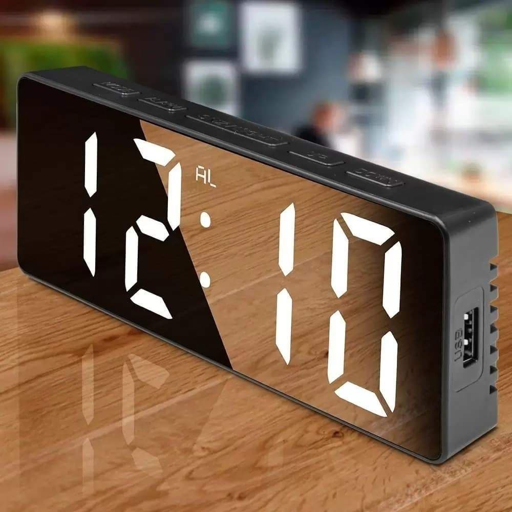 Despertador Digital Led De Mesa Temperatura Data Design Moderno