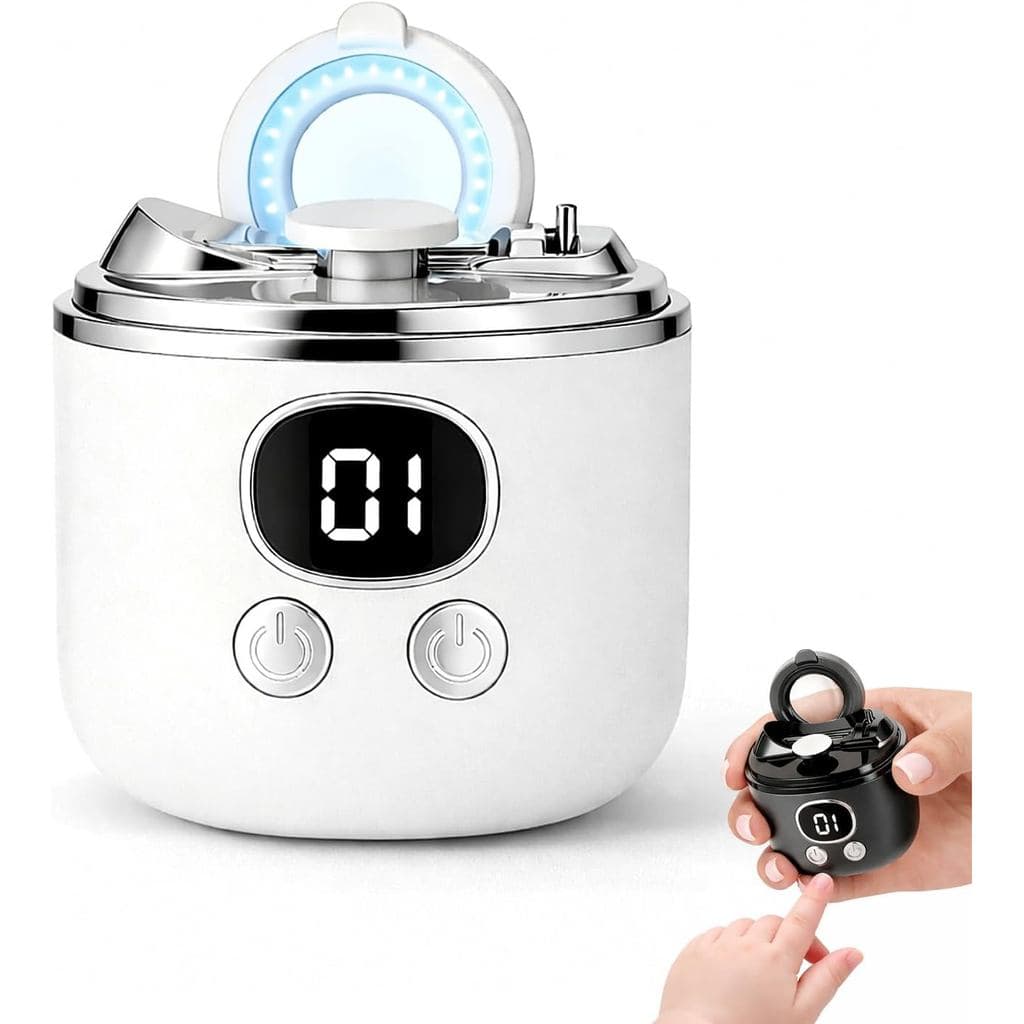 Cortador de unhas elétrico com lente de aumento, modelo 2026 com luz LED, 2 tipos de lâminas, 3 configurações de velocid