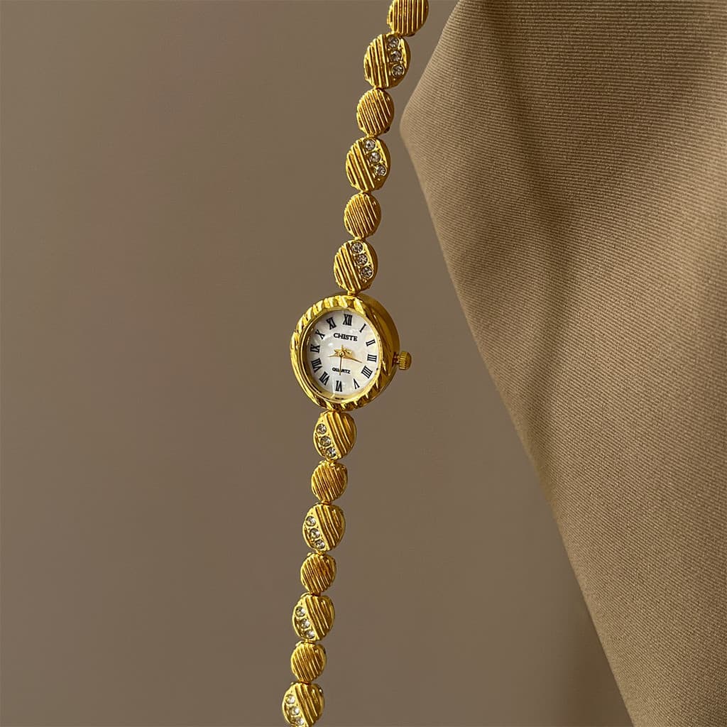Oval Fritillary pulseira relógio de ouro senhoras relógio moda feminina relógio de quartzo elegante estilo Medieval luz