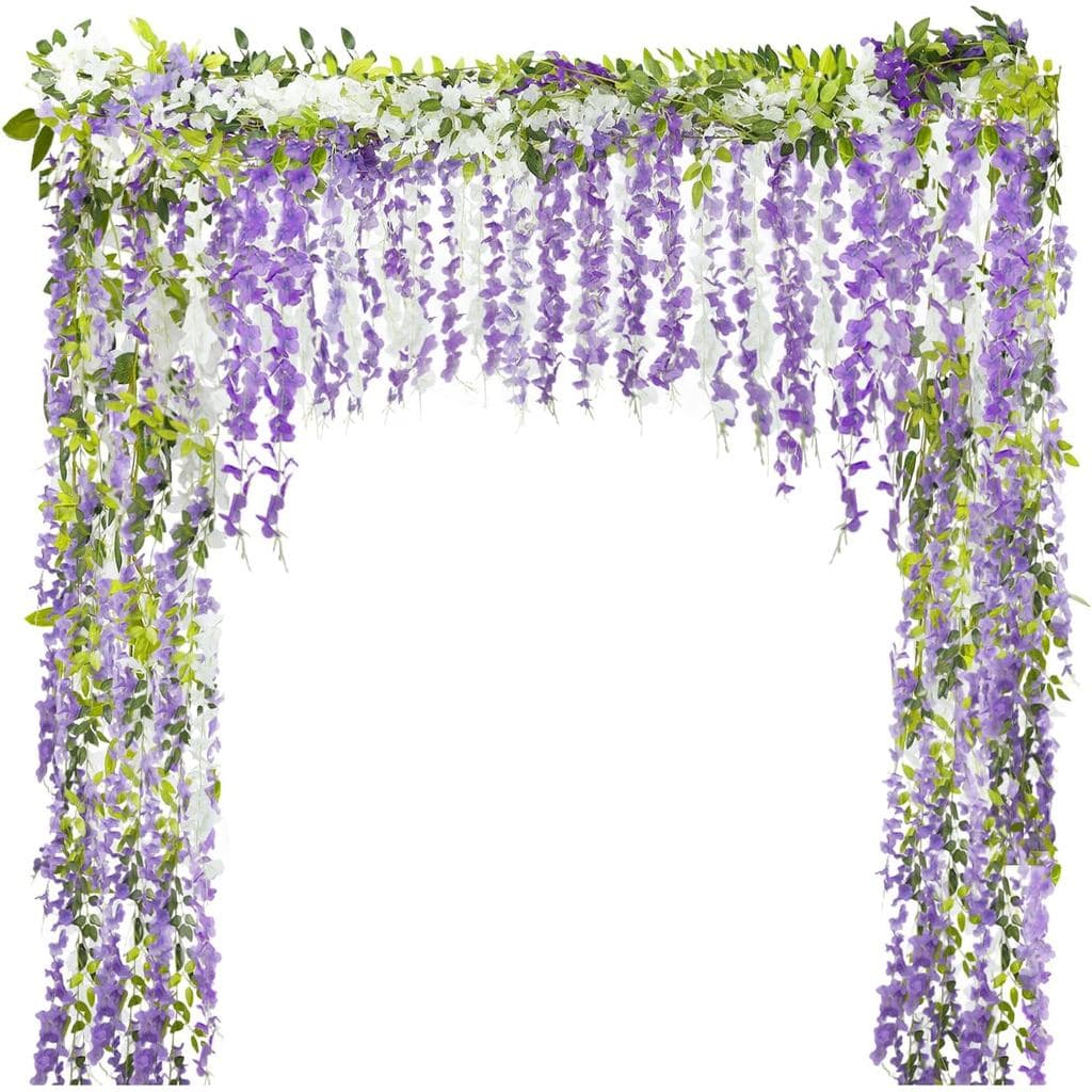 4 Pcs Wisteria Artificial Flowers Garland 7 Ft Artificial Wisteria Vine Flower Garland Decorations for Wedding Arch Home