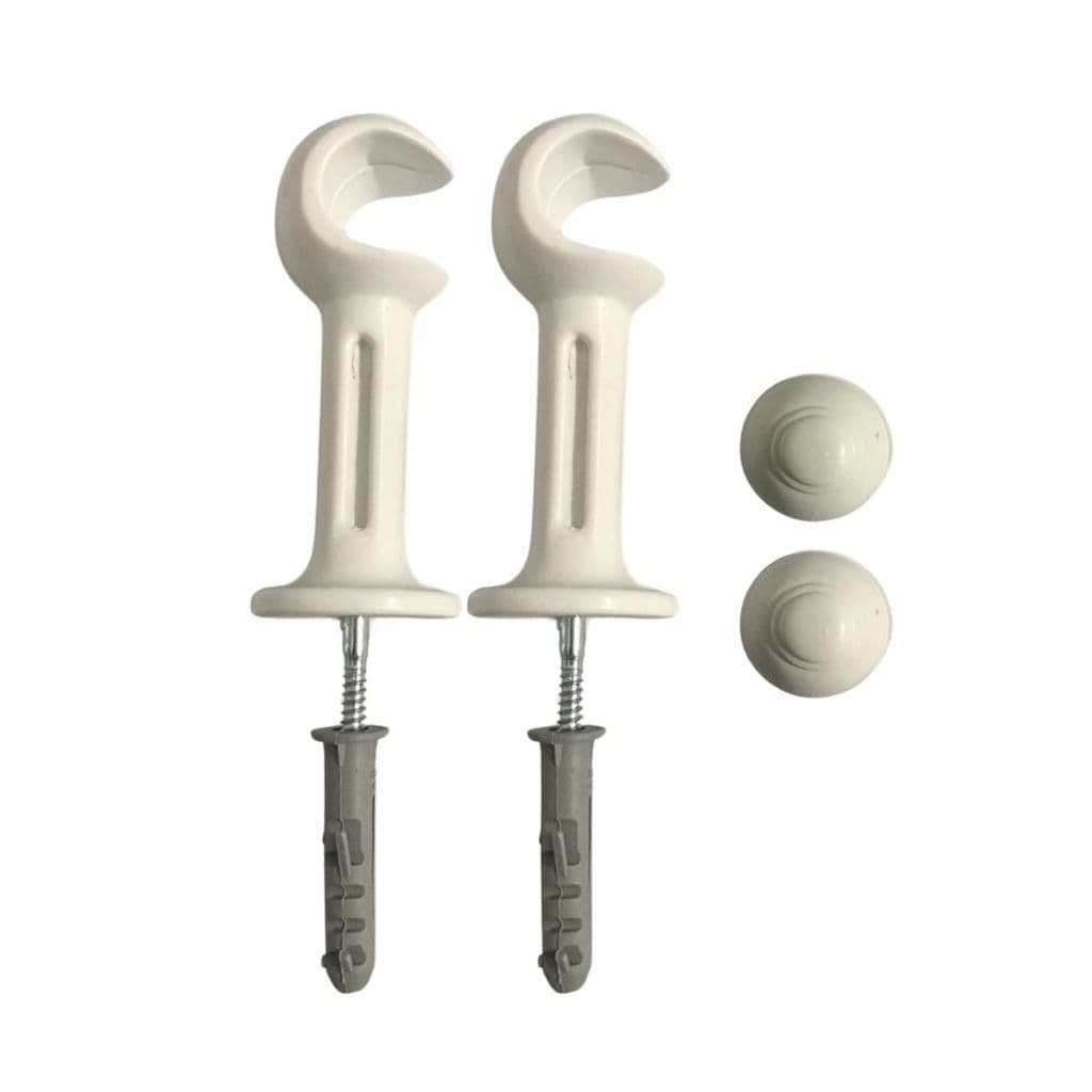 Kit com 2 Suportes e Ponteiras para Varão de Cortina de 19mm ou 28mm em Plástico – Diversas Cores