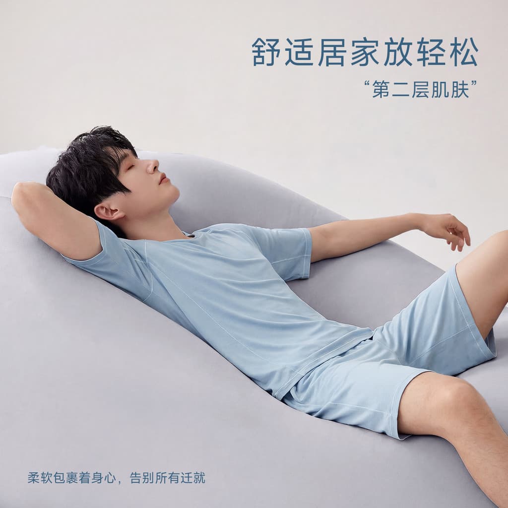 Novo estilo pijamas masculino estilo Lyocell algodão verão fino Shorts de manga curta Casual Loungewear terno masculino