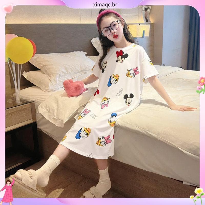 Bonito dos desenhos animados menina camisola de verão crianças camisola de manga curta fina menina princesa médio grande