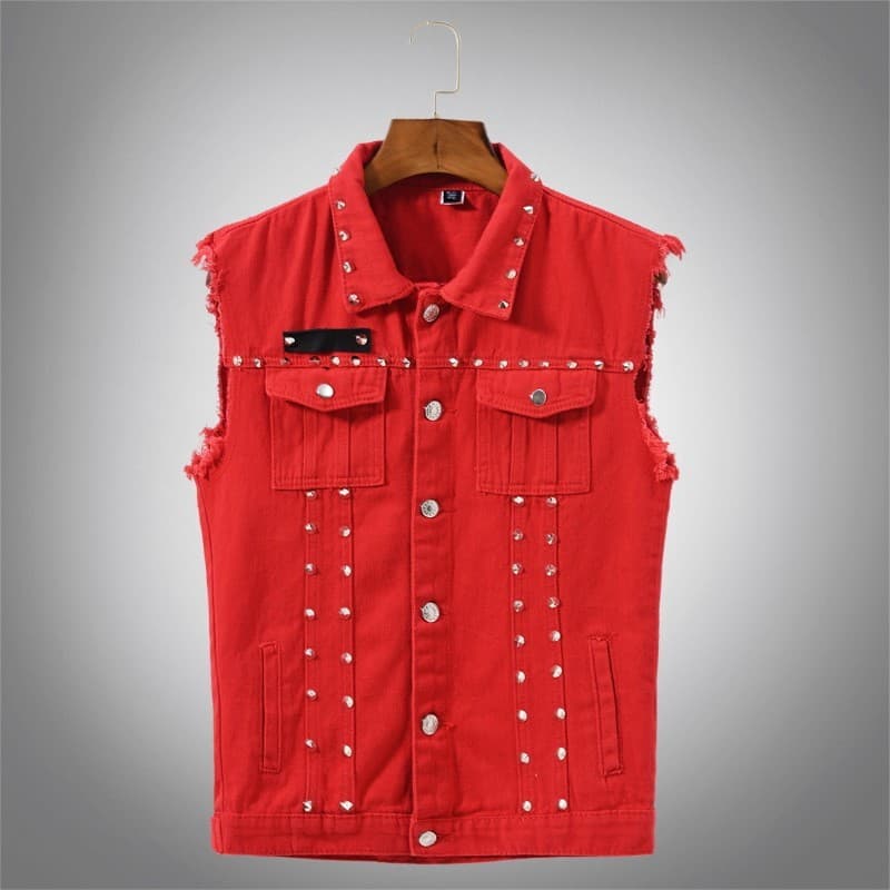 Em Camadas Streetwear Topo Masculino Casual Sem Mangas Denim Colete Motocicleta Botão Diário Festa Viagem Outfi