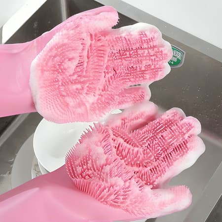 Luvas de lavar louça de Silicone escova de limpeza de banho espessada durável à prova d'água