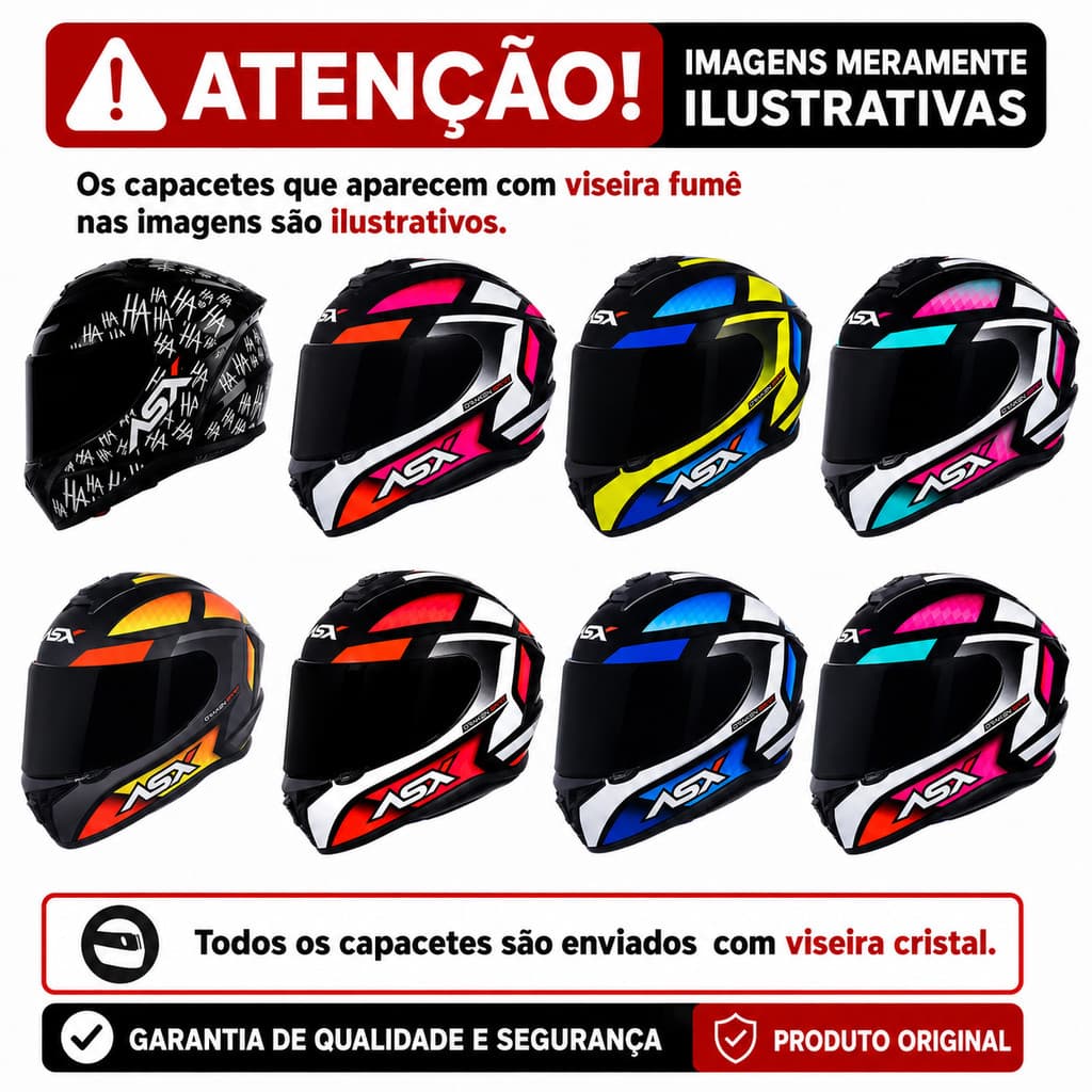 Capacete Fechado Draken Spirit Diversas Cores e Tamanhos  Viseira Cristal