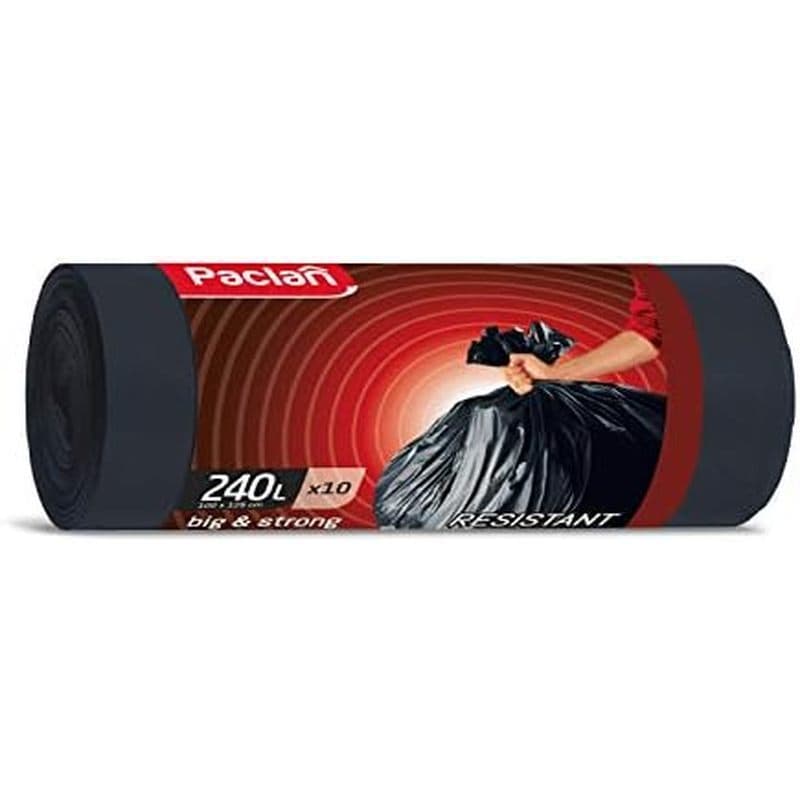 Paclan 454000 Sacos De Lixo 10 x 240 L , Pacote De 10 , Preto
