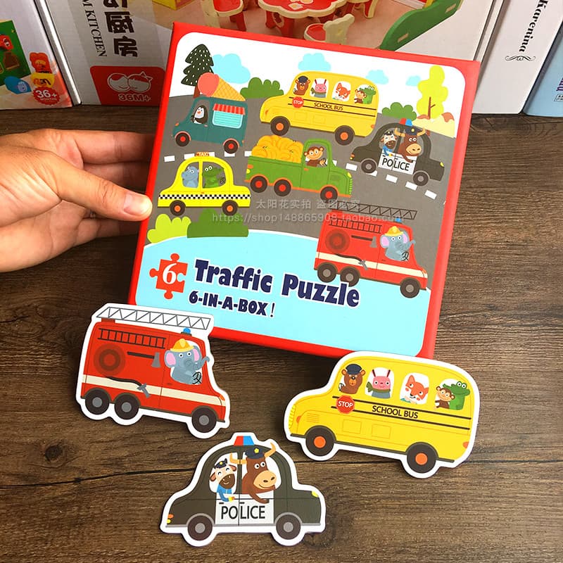 Bebê grande peça quebra-cabeça educação precoce brinquedos educativos meninos meninas papel Animal carro quebra-cabeça c
