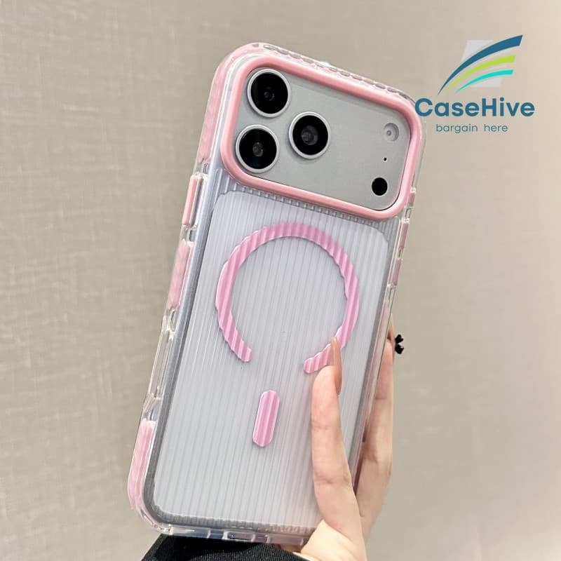 Novo Compartimento De Bagagem Antiderrapante Ondulado Botão AI Capa De Telefone Magnética De Silicone De Cor Dupla Para
