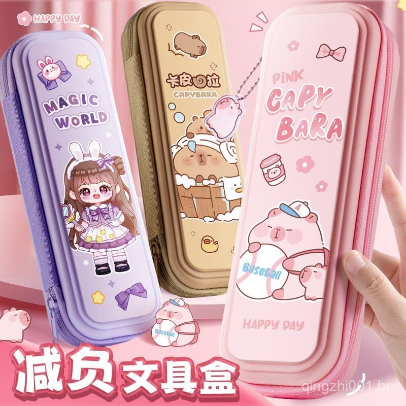 Estojo de lápis, caixa de material escolar, estojo de desenho animado para meninas e meninos, bolsa de material escolar