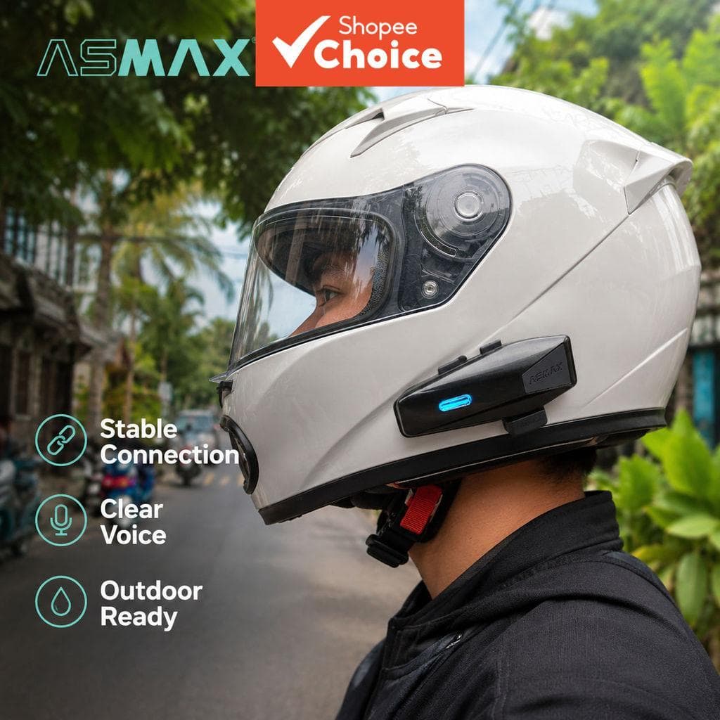 ASMAX Intercomunicador de capacete de moto 8 pilotos, rede, comunicação em grupo, controle por voz
