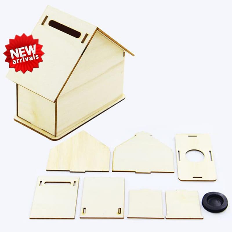 < YP > 1 Pc Cofrinho De Madeira Decoração De Mesa Neve Lama Argila Poupança Pote Caixa Inacabado Casa Banco Diversão Pre