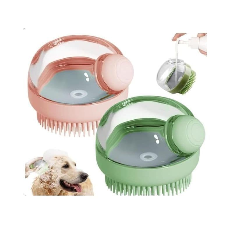 (2 Unidades) Escova De Banho Para Cães 2 Em 1 Com Dispensador De Shampoo-Massagem Cuidados Animais De Estimação De Cabel