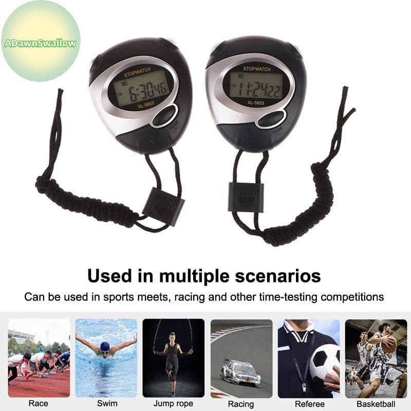 ADS Contador De Cronômetro Esportivo Portátil À Prova D'água Display Digital LCD Chronometer Temporizador De Fitness Par