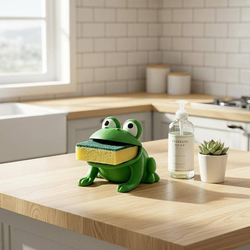 Suporte De Esponja De Cozinha 3D Impresso Bonito Sapo Forma Base Estável Adorável Pia Caddy Ótimo Presente Para Amantes