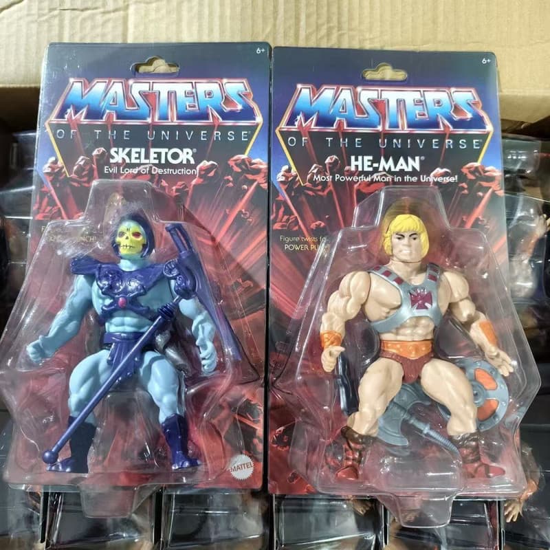 Figura nostálgica ocasional Mattel 80o aniversário Universo Herman Skeleton King Conjunto especial móvel