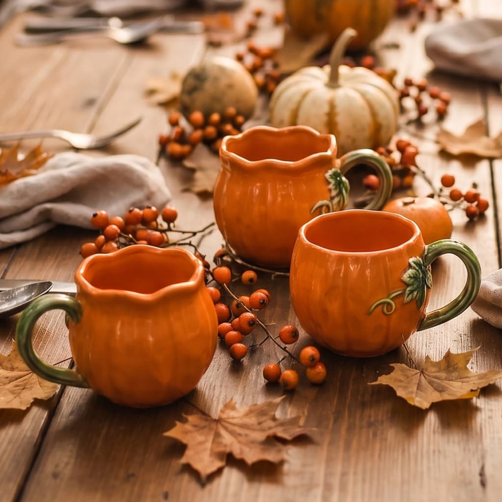 Copo de abóbora de Halloween, copo de café da manhã doméstico, escritório, chá da tarde, leite, café, casal