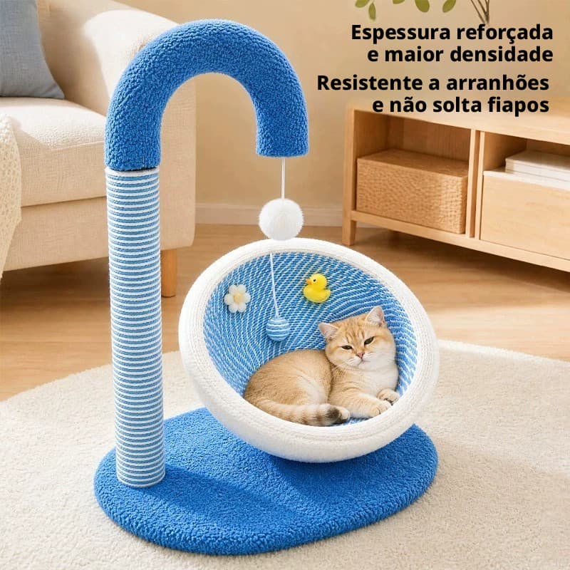 Tábua de arranhar para gatos com design de desenho animado e ninho para gatos, tudo em um, resistente ao desgaste
