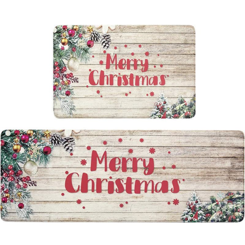 Tapete de cozinha de natal conjunto de duas peças fácil cuidado tapete de porta de entrada tapete de corrida