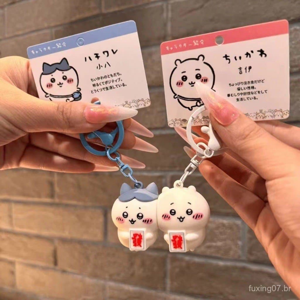 2 Pçs/set Criativo Magnético Chiikawa Chaveiro Pingente Bonito Dos Desenhos Animados Hachiware Mochila Charme Decoração