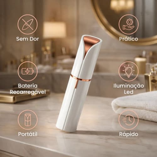 Aparador Pelos Faciais Feminino Buço Queixo Bivolt Prático Branco/rosa Metalico 127/220v