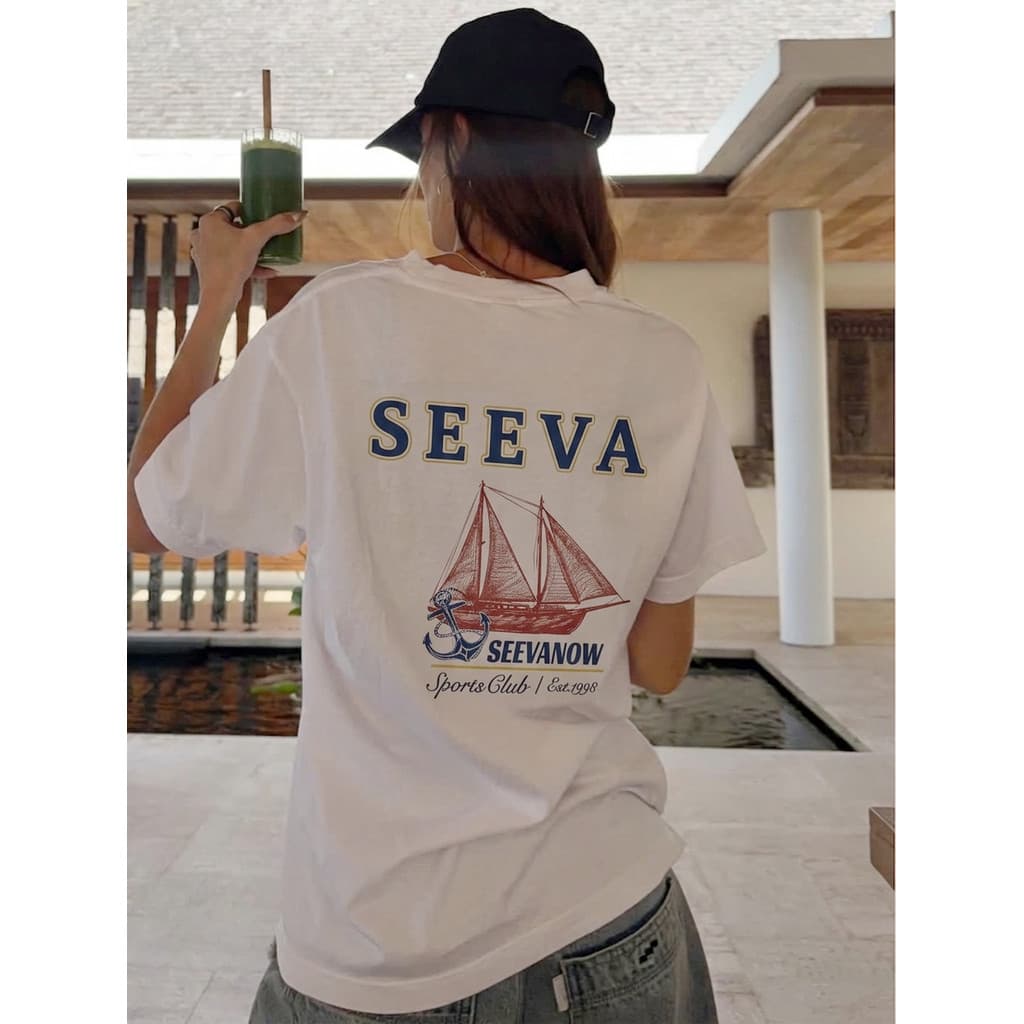 SeevaNow SeevaNow Camiseta de manga curta Náutico Retro Esportes Ao Ar Livre Homens Mulheres Protetor Solar Solto Verão