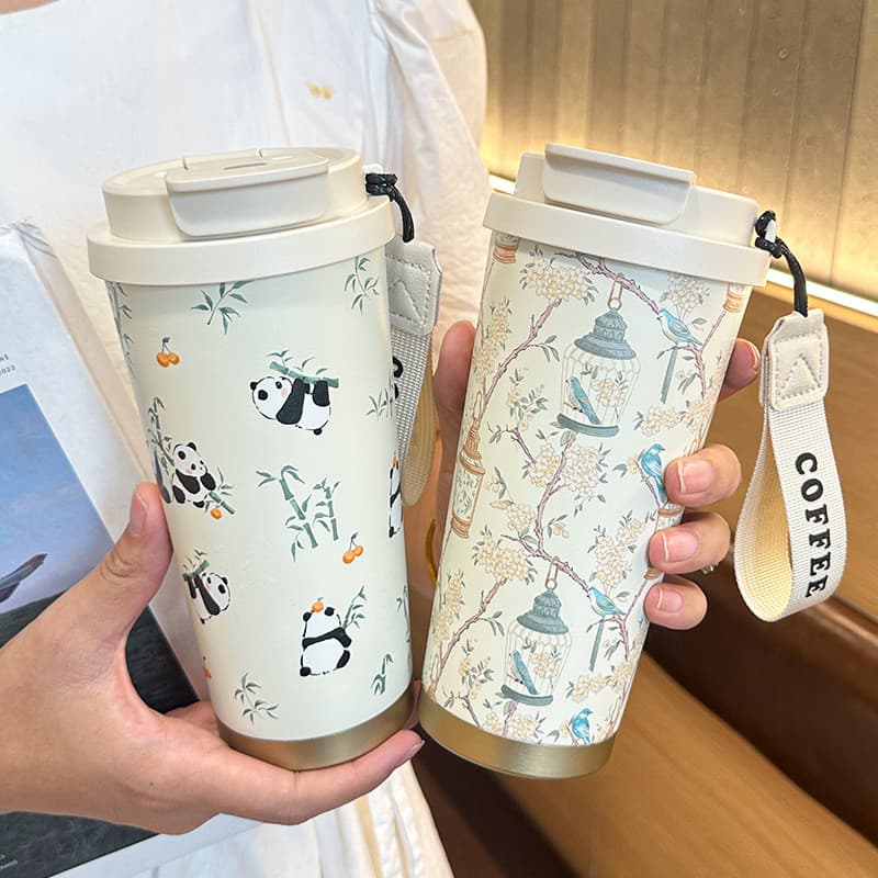 Copo térmico de grande capacidade, copo de água para meninas, novo estilo, copo de café portátil, forro de aço inoxidáve