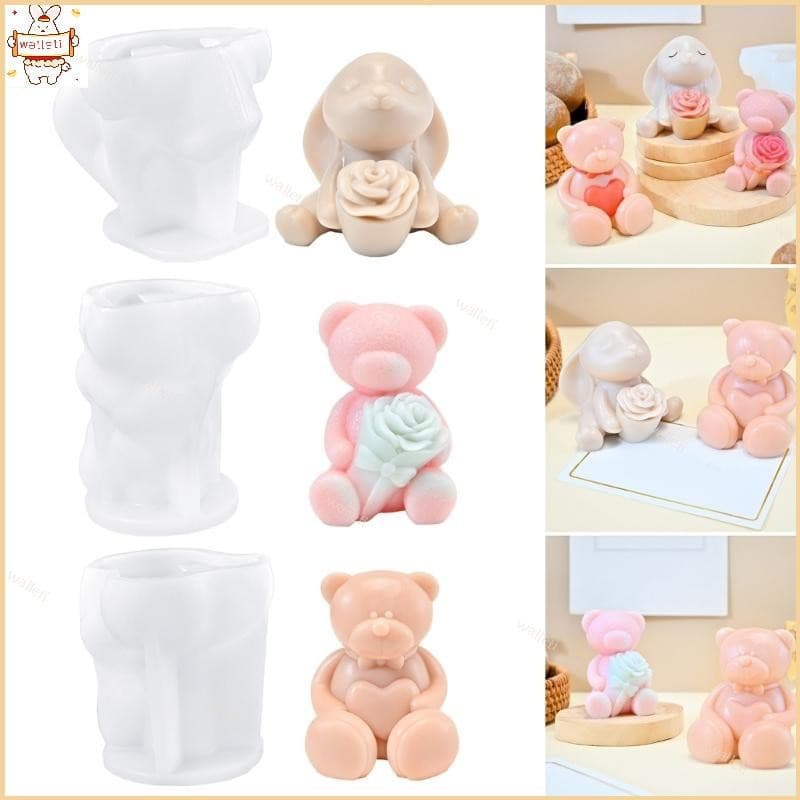 Molde de Arte em Resina, Artesanato em Silicone Flexível, Ornamentos em Forma de Coelho, Adequado para Decoração de Casa