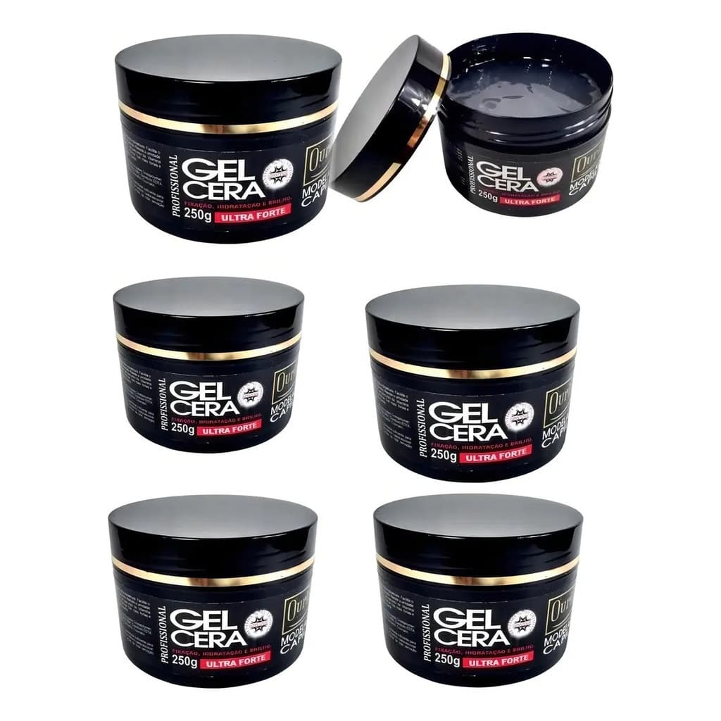 Kit C/6 Modelador Capilar Gel Cera Ultra Forte 250g Ouribel