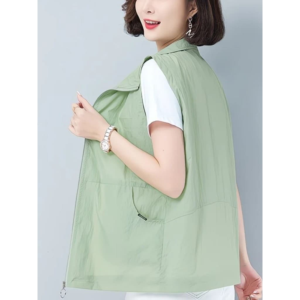 Colete feminino verão estilo fino tamanho grande exterior usar colete novo estilo mãe de meia-idade jaqueta respirável C