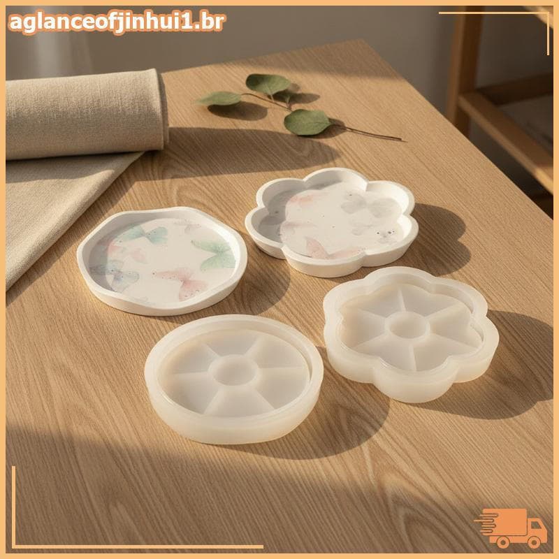 [AGBR] Molde Redondo De Silicone Para Bandeja De Flores , Resistente A Altas Temperaturas , Gesso DIY , Resina Epóxi , V