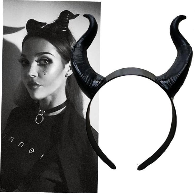 Acessórios Para Cabelo Com Capa De Cabeça De Chifre De Touro Malévola De Halloween