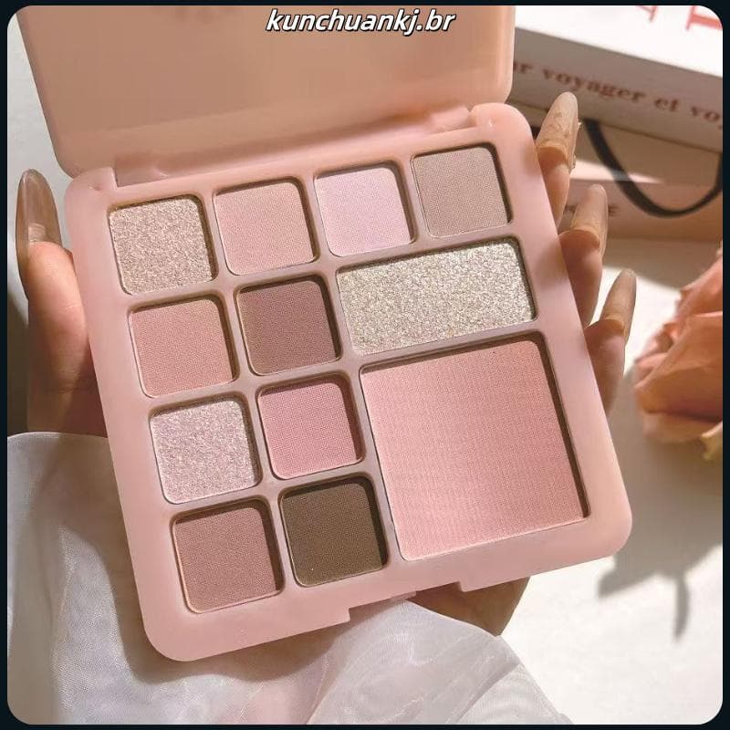 Sweet Tea Rose Paleta de sombras Universal de 12 cores fosca perolada cor terra Pseudo-Face Blush Paleta abrangente inte
