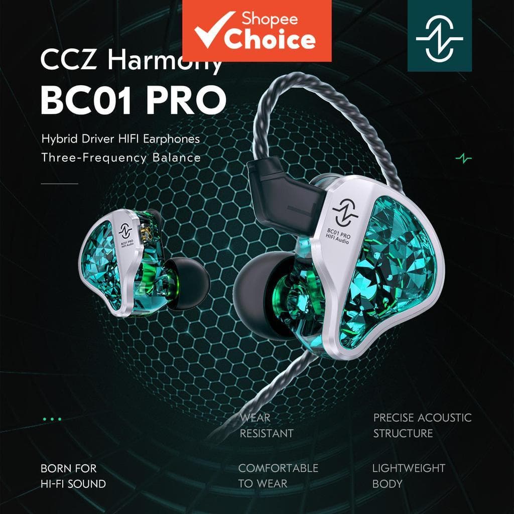 Fones de Ouvido Intra-auriculares CCZ BC01 Pro 1BA 1DD Driver Híbrido iems Gaming Cantores Profissionais HiFi Estéreo